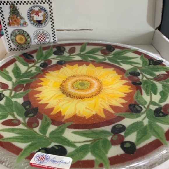 Host Pick (WOW) RARE Vintage Beautiful “Tuscany” Peggy Karr Glass Plate Art - Picture 8 of 10